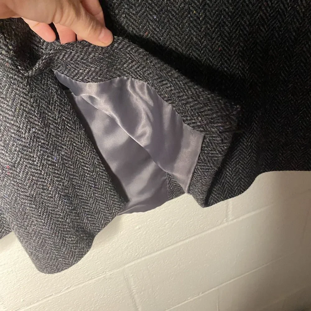 JEAN PAUL GERMAIN Mens Black Gray Wool Tweed Sport Coat Blazer JACKET Size 44 R